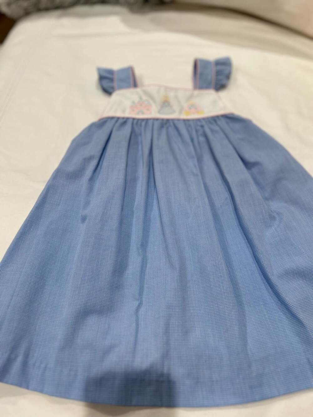 Anavini Cinderella Dress Size 2 Blue Gingham Princess Smocked Sundress